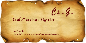 Csócsics Gyula névjegykártya